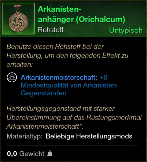 Arkanisten Anhänger (Orichalcum)