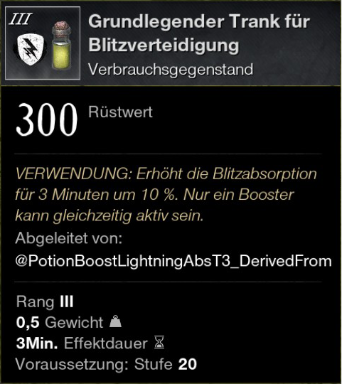 Grundlegender Trank für Blitzverteidigung