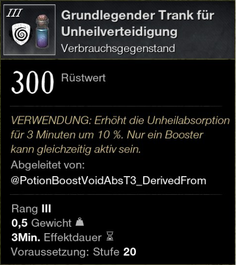Grundlegender Trank für Unheilverteidigung