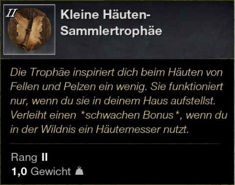 Kleine Häuten Sammlertrophäe