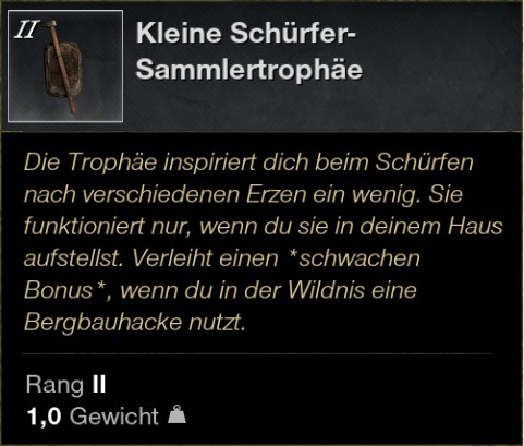 Kleine Schürfer Sammlertrophäe