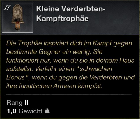 Kleine Verderbten Kampftrophäe