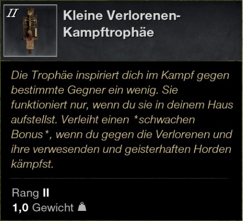 Kleine Verlorenen Kampftrophäe