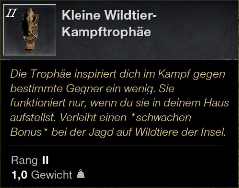 Kleine Wildtier Kampftrophäe