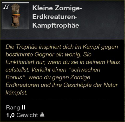 Kleine Zornige Erdkreaturen Kampftrophäe