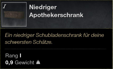 Niedriger Apothekerschrank