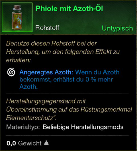 Phiole mit Azoth Öl