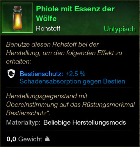 Phiole mit Essenz der Wölfe