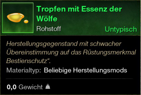 Tropfen mit Essenz der Wölfe