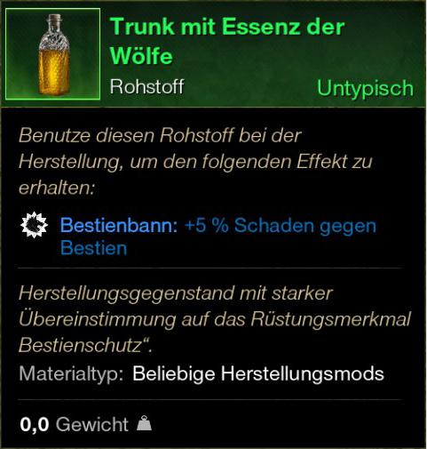 Trunk mit Essenz der Wölfe