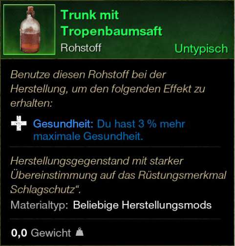 Trunk mit Tropenbaumsaft