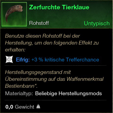 Zerfurchte Tierklaue